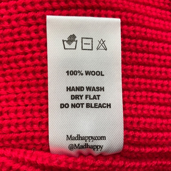 Madhappy Red 100% Wool Knit Cuffed Logo  Beanie O/S NWOT main image 5